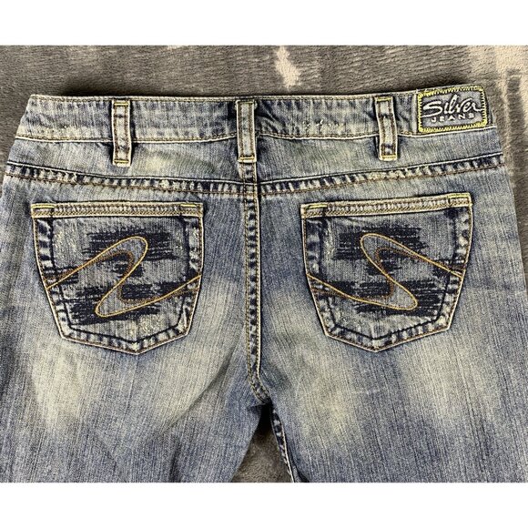 Silver Jeans Men's 32x33 Distressed Boot Cut Y2K Grunge Tuesday Blue Jeans - Picture 8 of 14